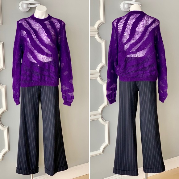 Roberto Cavalli Tiger Print Oversized Mohair Sweater Size 8 - Picture 2 of 14